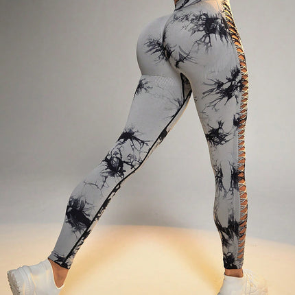3 Pack Women's Tie-Dye Cutout Yoga Pants High-Waisted Leggings Women's Tie-Dye Leggings,, Leggings Women High Waisted Seamless Workout Leggings Gym Booty Tights Tummy Control Yoga Pants