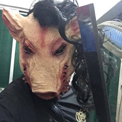 Horror Pig Bajie Mask With Hair