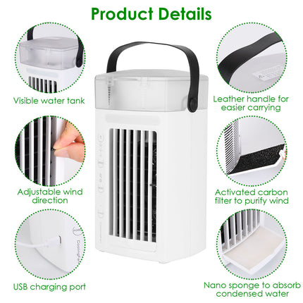 Portable Evaporative Air Cooler with Nightlight & 3-Speed Fan