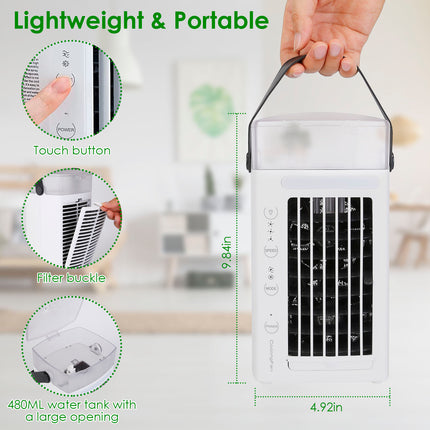Portable Evaporative Air Cooler with Nightlight & 3-Speed Fan