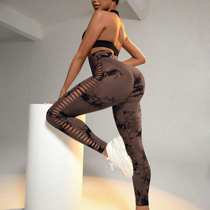 3 Pack Women's Tie-Dye Cutout Yoga Pants High-Waisted Leggings Women's Tie-Dye Leggings,, Leggings Women High Waisted Seamless Workout Leggings Gym Booty Tights Tummy Control Yoga Pants