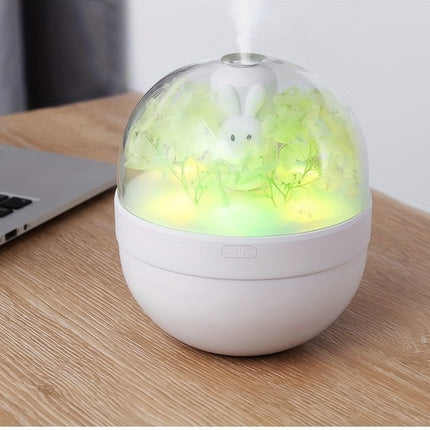 Rabbit USB Humidifier with Preserved Flower Design