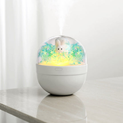 Rabbit USB Humidifier with Preserved Flower Design