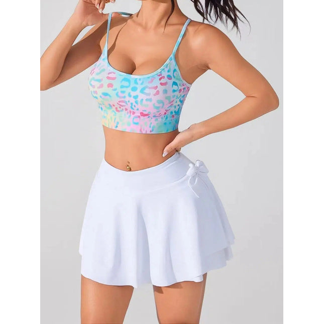 Women's Summer New Cross Thin-Strap Floral Print Daily Sports Bra