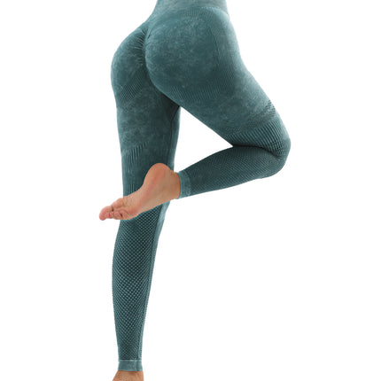 3 Pack Women's Seamless Washed Wide Waistband Sports Leggings, Women's High Waist Yoga Leggings, Textured Tummy Control Ruched Booty Tights Push Up Yoga Pants