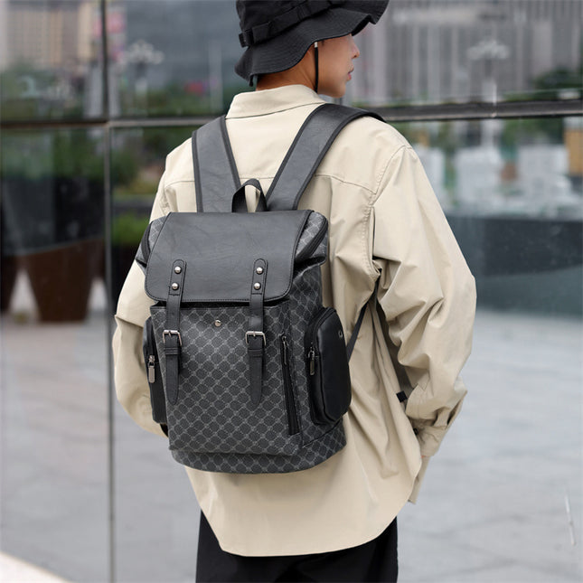 UrbanLuxe Plaid Leather Backpack