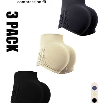 3 Pack Workout Shorts For Women Seamless Scrunch Butt Lifting High Waisted Yoga Gym Booty Running Short Pants