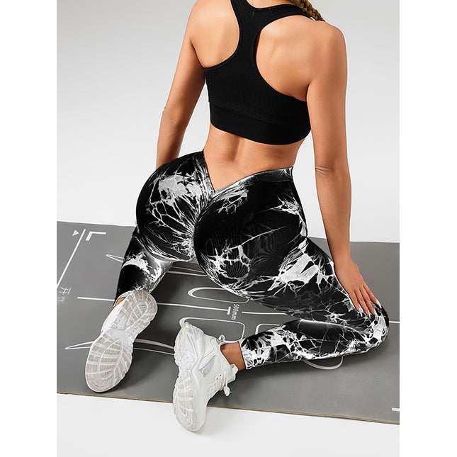 Tie Dye Slimming Yoga Leggings, Butt Lifting High Stretch Casual Fitness Yoga Pants, Women's Activewear