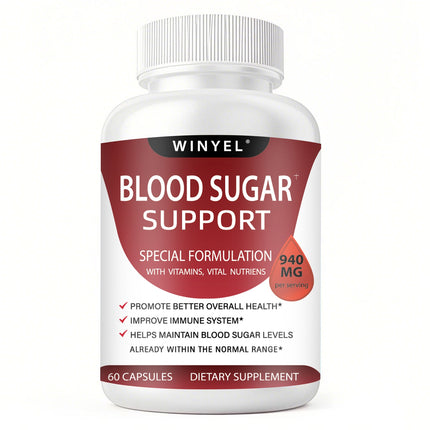 WINYEL Blood Sugar Complex Pure Premium Supplement - Supports Healthy Blood Sugar Already Within Normal Range Natural With Cinnamon, Bitter Melon, Chromium, Mulberry, Alpha Lipoic Acid, 60Capsules