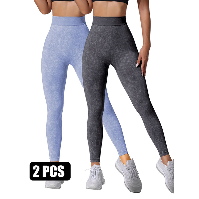 2PACK Sand-washed Seamless Yoga Pants