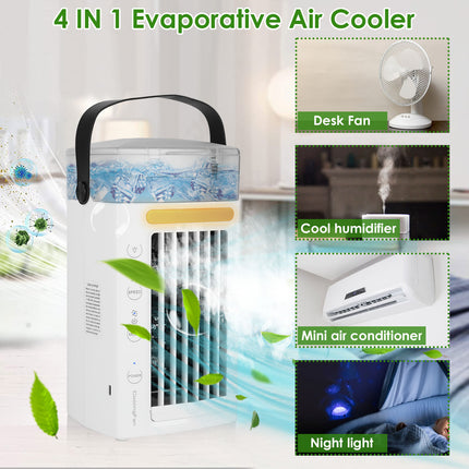 Portable Evaporative Air Cooler with Nightlight & 3-Speed Fan