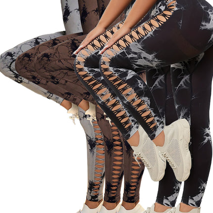 5 Pack Women's Tie-Dye Cutout Yoga Pants High-Waisted Leggings Women's Tie-Dye Leggings,, Leggings Women High Waisted Seamless Workout Leggings Gym Booty Tights Tummy Control Yoga Pants