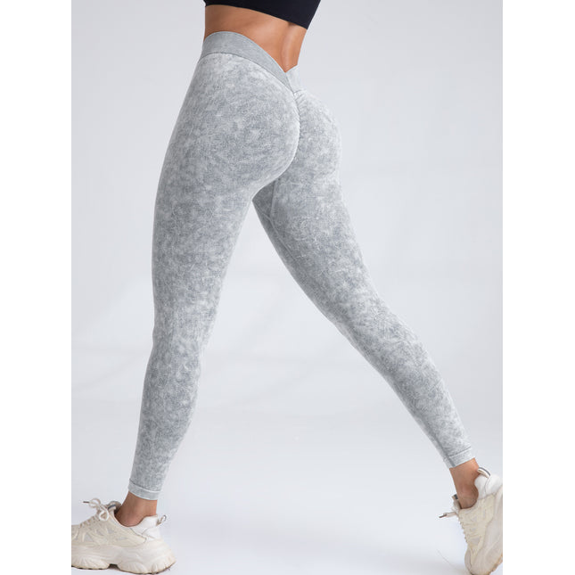 V Back Scrunch Butt Workout Leggings Women Seamless Gym Yoga Leggings High Waist