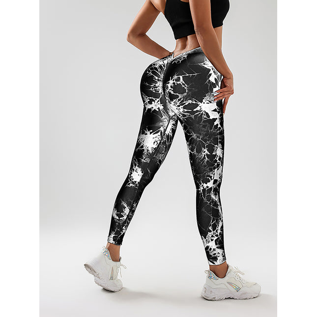 Tie Dye Slimming Yoga Leggings, Butt Lifting High Stretch Casual Fitness Yoga Pants, Women's Activewear