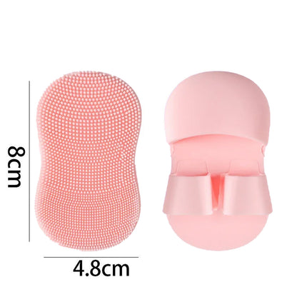 2PC Face Scrubber Mini Facial Brush Silicone Wash Exfoliator Finger Glove Pads Handheld Cleansing Brushes Tool Skin Care Deep Clean Baby Shampoo Baby Bath Brush