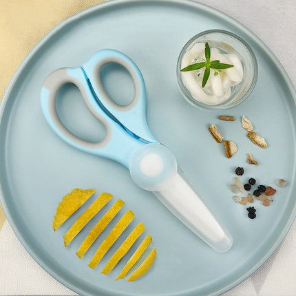 Baby Ceramic Scissors Portable Baby Food Supplement Scissors With Cutting Sleeve