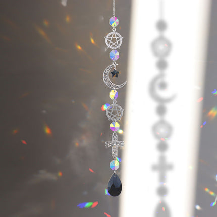 Suncatcher Crystal Sun And Moon Crystals Prism Rainbow Sun Catcher Garden Decoration Hanging Sundrop Window Patio Ornament