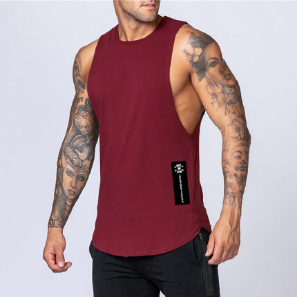 Printed bodybuilding fitness sleeveless vest