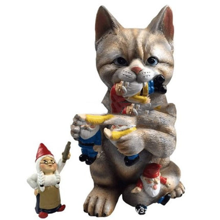 Cats Eat Dwarfs Statue Garden Ornament Art Resin Craft Landscaping Yard Sculptures Decoration For Home Garden