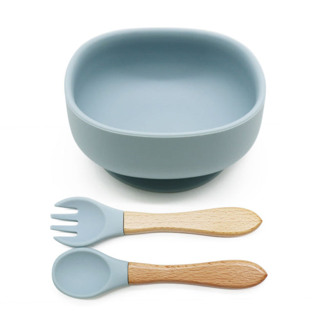 All Silicone Drop-proof Square Suction Cup Bowl Food Supplement Bowl