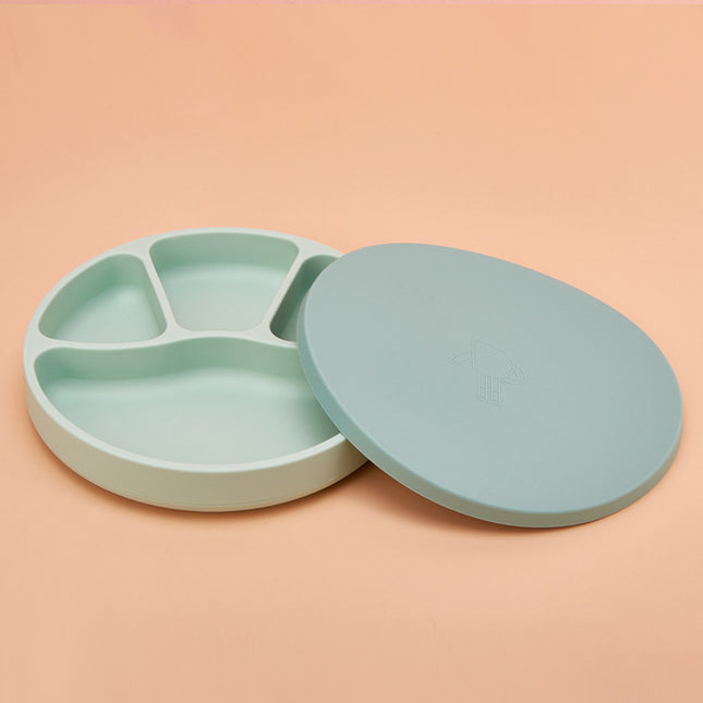 Silicone Dinner Plate Suction Cup Type Food Supplement Bowl With Lid