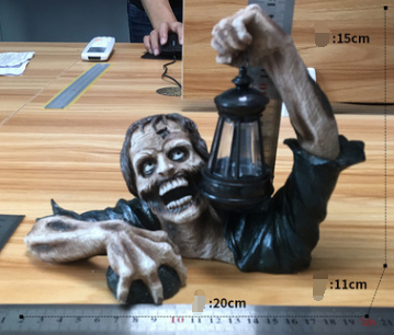 Lantern Zombie Garden Landscape Decoration Home Desktop Horror Zombie Character Sculpture