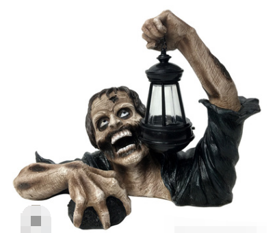 Lantern Zombie Garden Landscape Decoration Home Desktop Horror Zombie Character Sculpture