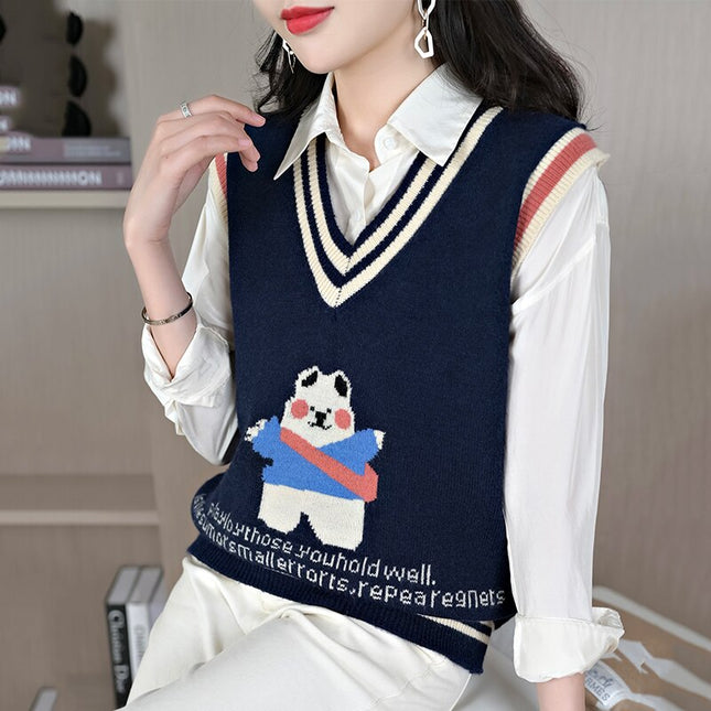 2022 Autumn And Winter Cashmere Vest Sweater Basic Loose Soft Solid