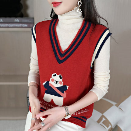 2022 Autumn And Winter Cashmere Vest Sweater Basic Loose Soft Solid