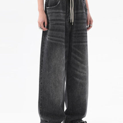 2022 Women American Vintage Baggy Jeans Elastic Waist Oversized Long