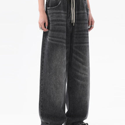 2022 Women American Vintage Baggy Jeans Elastic Waist Oversized Long