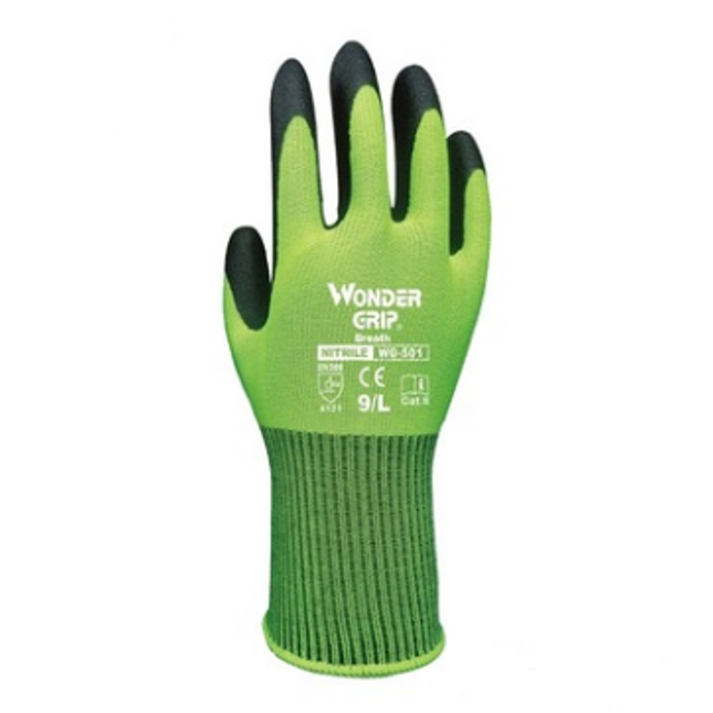More labor insurance nitrile dipped breathable ultra-thin wear-resistant anti-skid handling gardening gloves WG501 fluorescent yellow