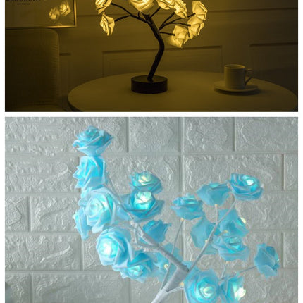 Rose Flower Lamp USB Battery Operated LED Table Lamp Bonsai Tree Night Lights Garland Bedroom Decoration Lights Home Decor