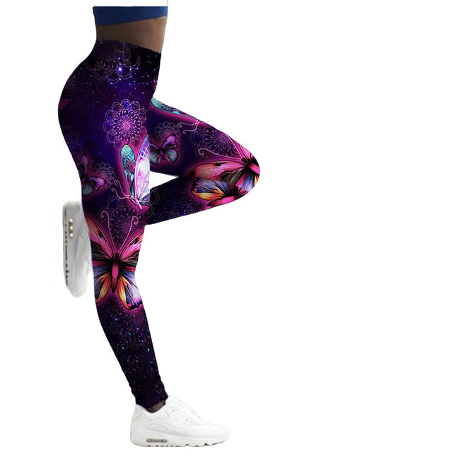 Breathable Skinny Butterfly Printed Leggings