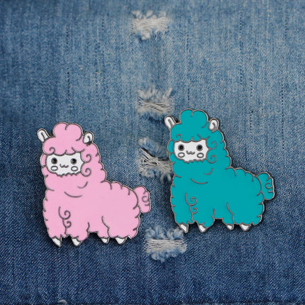 QIHE JEWELRY Alpaca pin Sheep brooches Cartoon brooch Badges Lapel pin Cute Kawaii Jewelry for girls Alpaca jewelry collection