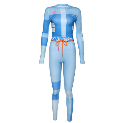 Printed color sports fitness suit