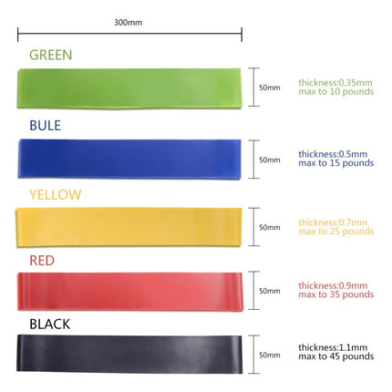5 Colors Yoga Resistance Rubber Bands Indoor Outdoor Fitness Equipment