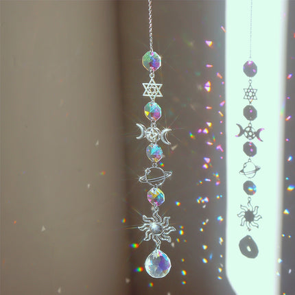 Suncatcher Crystal Sun And Moon Crystals Prism Rainbow Sun Catcher Garden Decoration Hanging Sundrop Window Patio Ornament