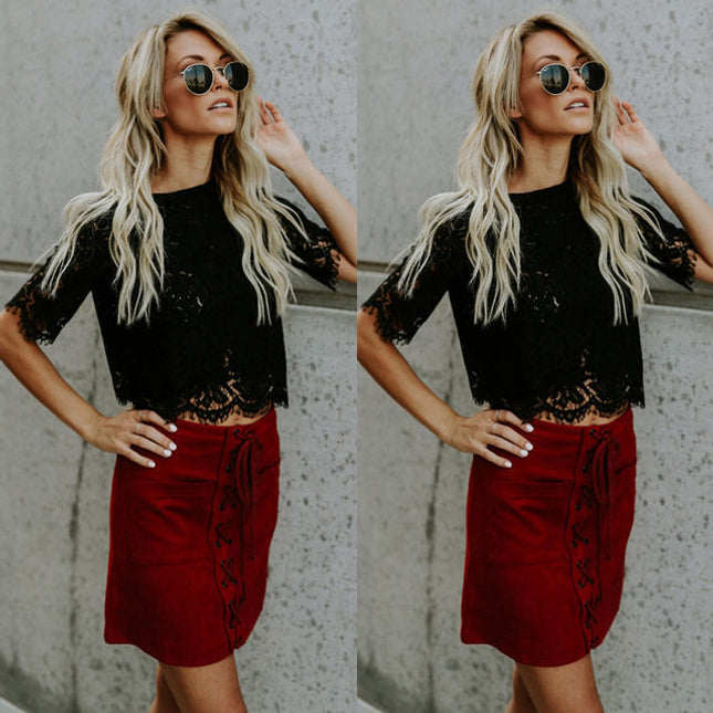 Casual Lace Tops Shirt Fashion Women Ladies Clothing Tops