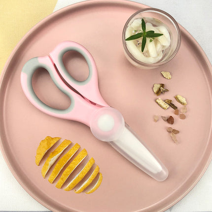 Baby Ceramic Scissors Portable Baby Food Supplement Scissors With Cutting Sleeve