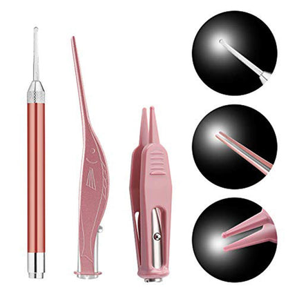 Ear Wax Removal Tool With Light Ear Pick Cleaner Kit For Kids And Adults, Earwax Spoon Digger & Tweezers For Ear Health Care Gift Set With Case