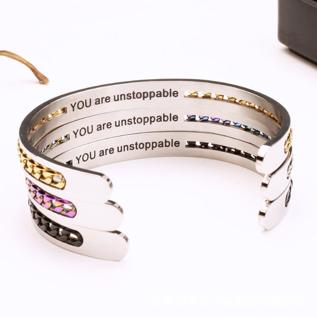 Health Care Colorful Inspirational Titanium Steel Bracelet Magnet