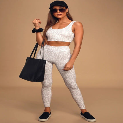 Leopard Print High Elastic Fitness Sports Suit