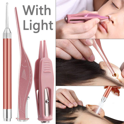 Ear Wax Removal Tool With Light Ear Pick Cleaner Kit For Kids And Adults, Earwax Spoon Digger & Tweezers For Ear Health Care Gift Set With Case