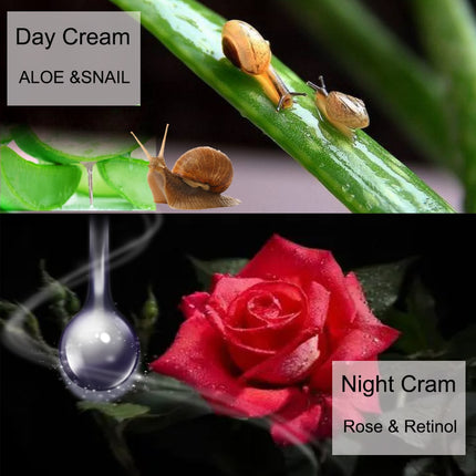 Aloe Snail Cream Retinol Day Night Face Serum Whitening Moisturizing