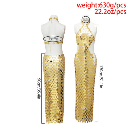 Fashion Shiny Sequins Dress For Women Shiny Sexy Sleeveless Backless