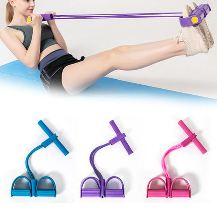 Fitness Gum 4 Tubes Foot Pedal Pull Rope Resistance Exercise Yoga