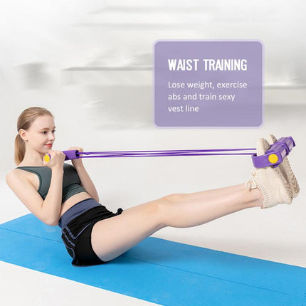 Fitness Gum 4 Tubes Foot Pedal Pull Rope Resistance Exercise Yoga