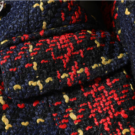 High Quality Thick Winter Blazer Women Fashion Ladies Red Blue Plaid