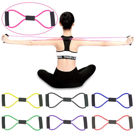 Hot Yoga Gum Fitness Resistance 8 Word Chest Expander Rope Workout